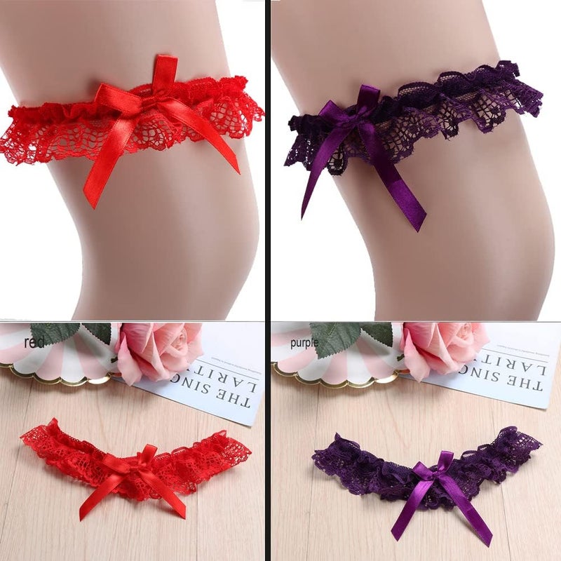 Lockban Lace Wedding Garter Bridal Lace Bowknot Garter Ribbon Belt Leg Ring for Women Girls Favor - Image 4